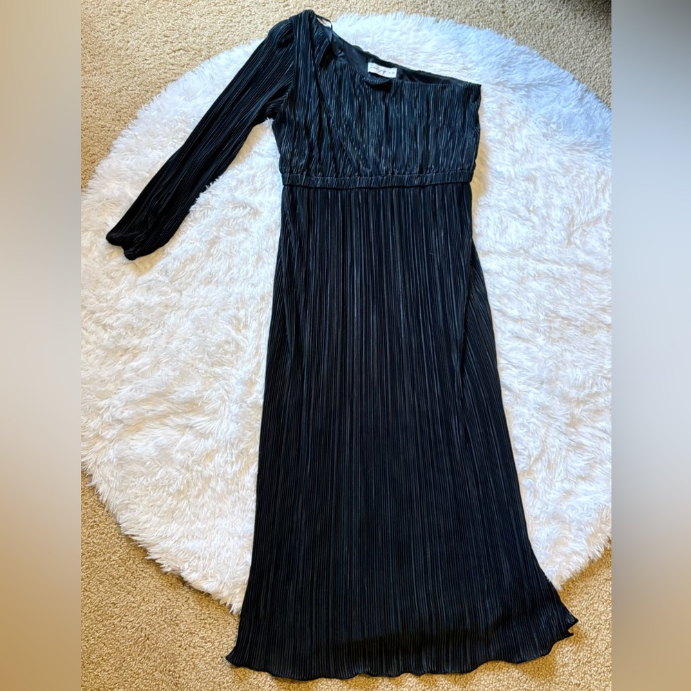Petal & Pup - Pontee One Shoulder Pleated Midi Dress - Picture 3 of 6